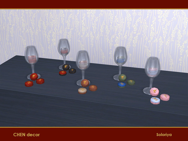 Sims 4 — Chen Decor. Cookies by soloriya — Five cookies and a wine glass in one mesh. Part of Chen Decor set. 5 color