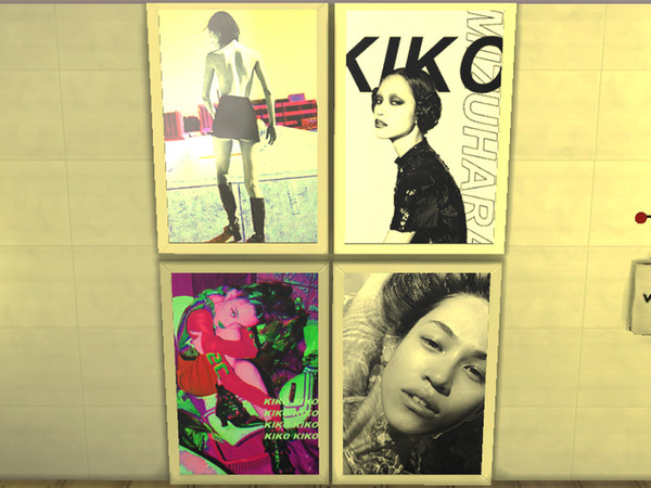 Sims 4 — M I Z U H A R A | Prints by naberiuz — Photomanipulations of popular model Kiko Mizuhara. 5 swatches, all white