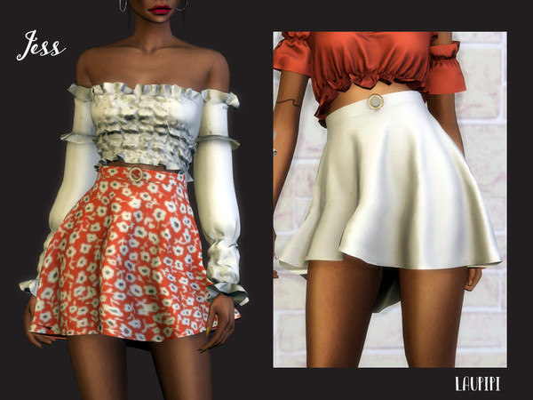 Sims 4 — Jess  by laupipi2 — New high waisted skirt with a cute belt :) New custom mesh, all LODs Base game compatible 14