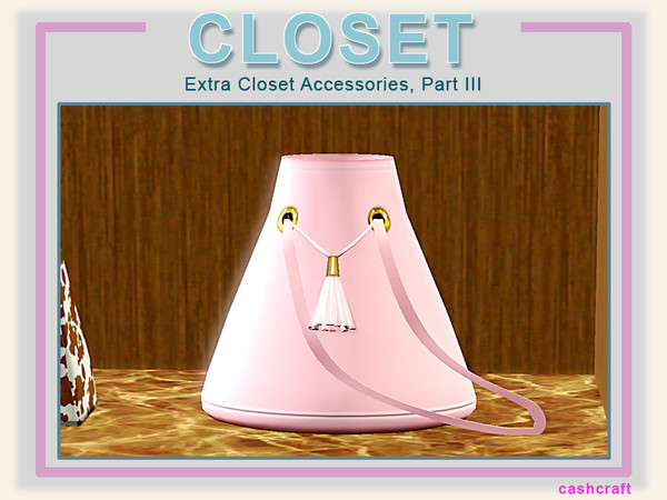 Sims 3 — Modern Closet Pink Drawstring Bag by Cashcraft — It's Mucci's vintage drawstring bag in puff pink leather.