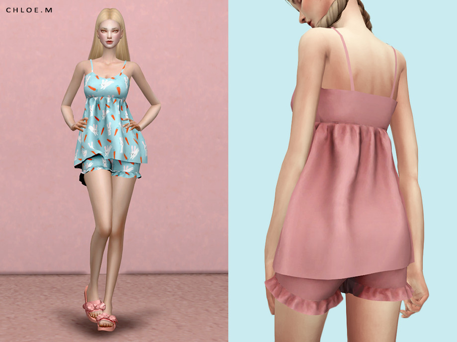 Sims 4 — ChloeM-Cute Pajama 02 by ChloeMMM — **14 colors ** New mesh by me. ** Recolor is allowed but PLEASE DO NOT