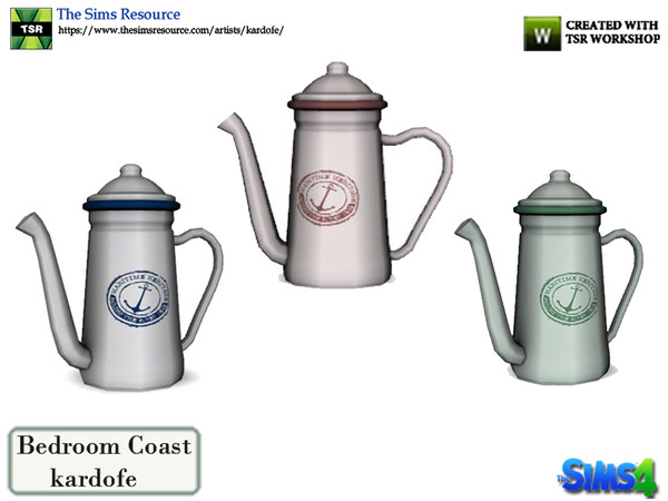 Sims 4 — kardofe_Bedroom Coast_Pitcher by kardofe — Earthenware coffee maker, with the seal of the shipping company, in