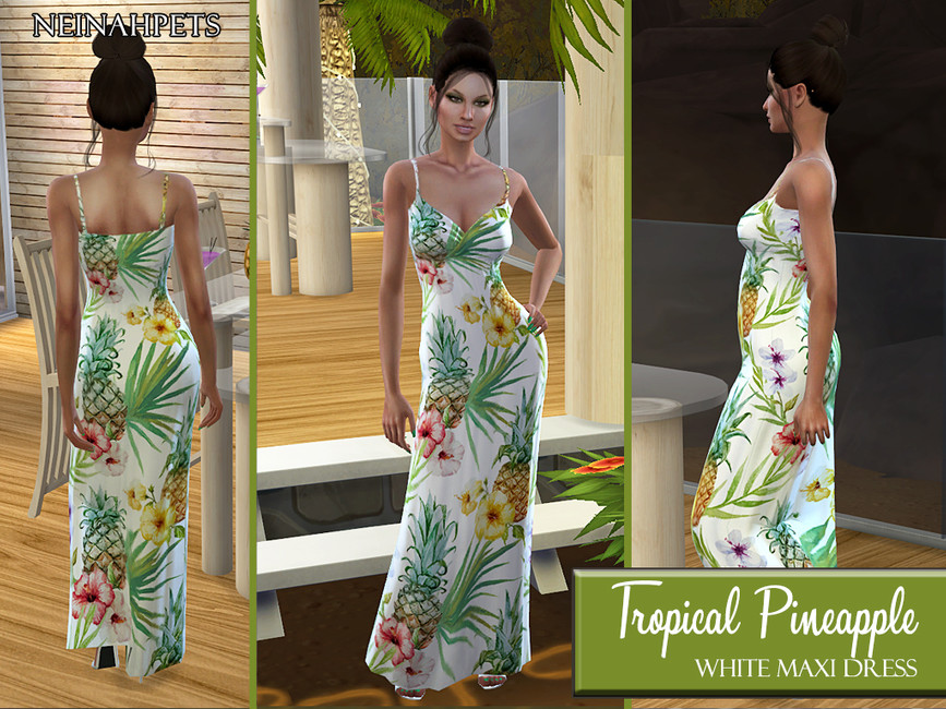 The Sims Resource Tropical Pineapple Maxi Dress