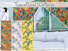 Sims 4 — Tropical Leaf Wallpaper by TSDthesimsdesign — Transform your Sims home into a tropical oasis with these