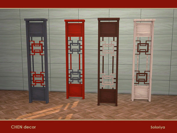 Sims 4 — Chen Office. Screen by soloriya — Wooden decorative screen. Part of Chen Office set. 4 color variations.