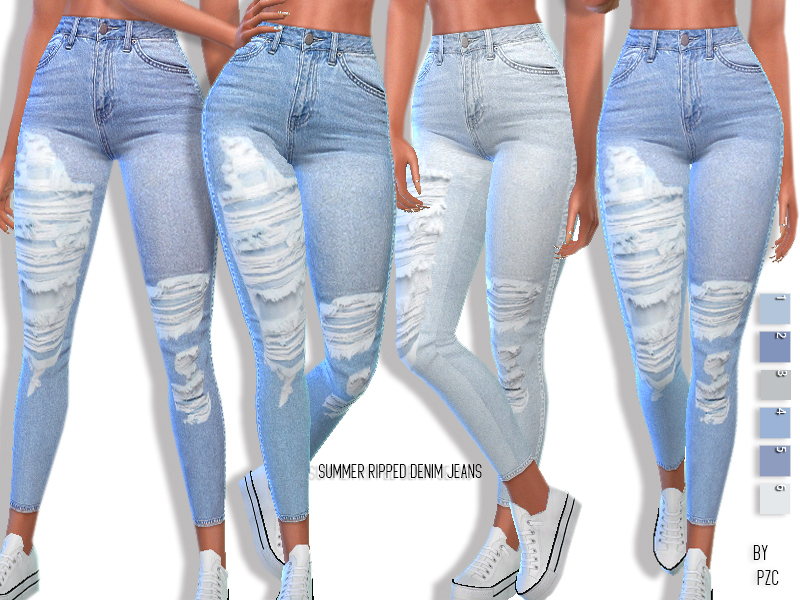 The Sims Resource - Summer Ripped Denim Jeans