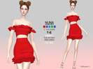 Sims 4 — NUNA - Top 'n Skirt - Mini Dress by Helsoseira — Style : Off shoulder ruffle tube top and high rise skirt