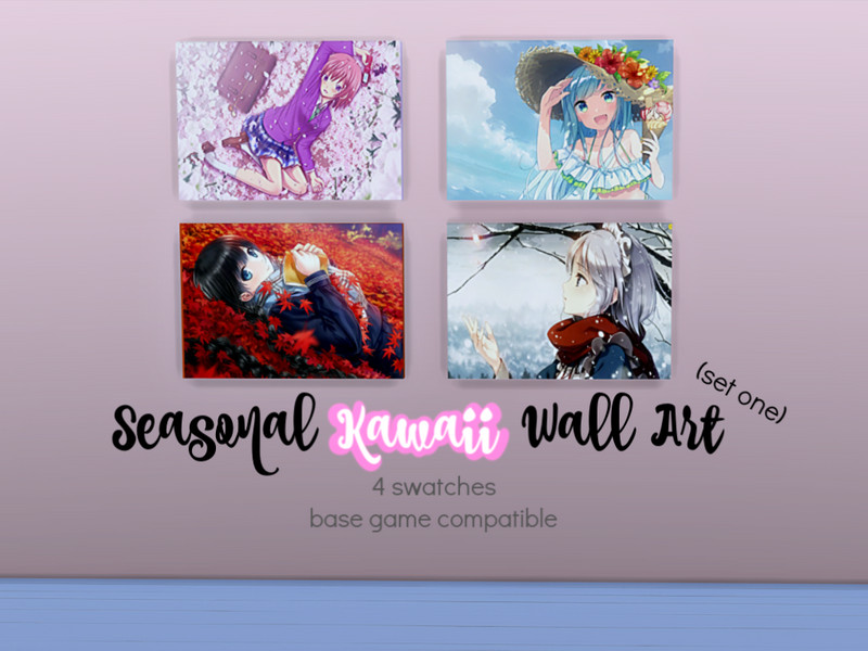 Sims 4 Seasonal Kawaii Wall Art - Set One by AwkwardUnicornCC