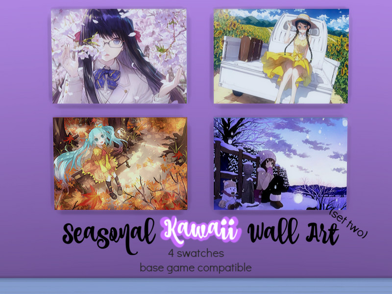 Sims 4 Seasonal Kawaii Wall Art - Set Two by AwkwardUnicornCC