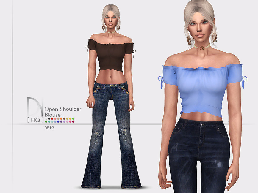 The Sims Resource - Open Shoulder Blouse