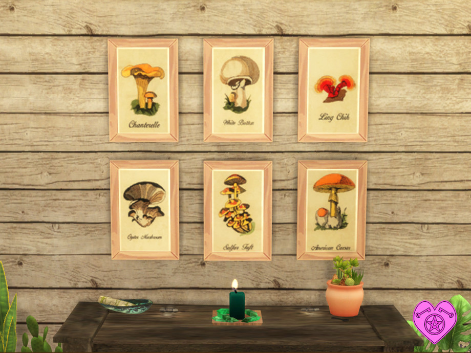 The Sims Resource Vintage Mushroom Wall Art Set