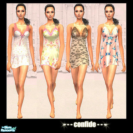 Sims 2 — BabyDolls by confide — Set of 4 nighties. No mesh required.