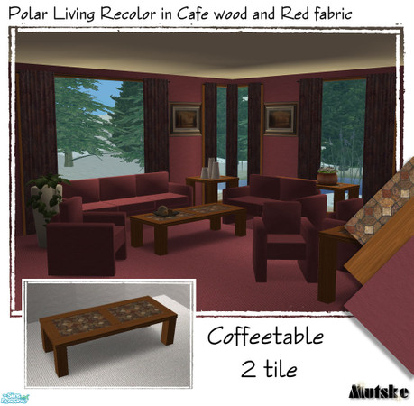 Sims 2 — Polar Living Cafe - Coffeetable 2 tile by Mutske — All surfaces in cafe wood and stone top (which you can mix