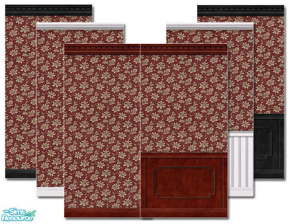 Sims 2 — Victorian Lily by Donnha — An elegant floral pattern, with various mouldings to suit.