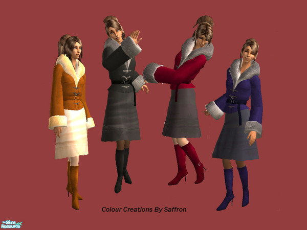 Sims 2 — Colour Creations Coats by Saffronzoe — These recolours of Sims2Sisters mesh are a must have for all fashion