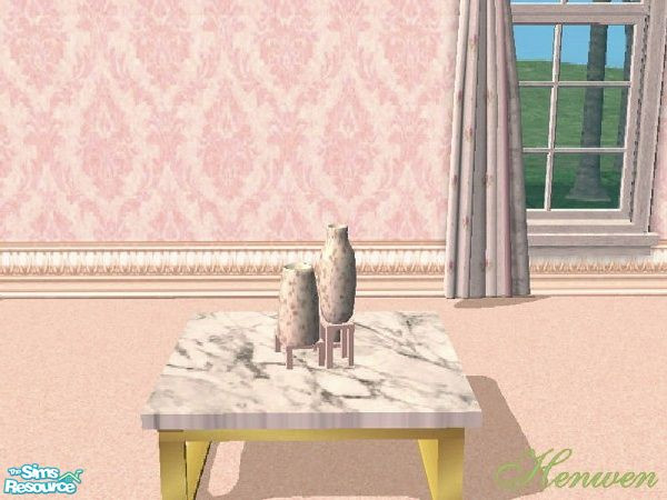 Sims 2 — Itty  Bitty Clay In The Pink  by Henwen — Itty Bitty Clay pots with itty bitty flowers painted on them.