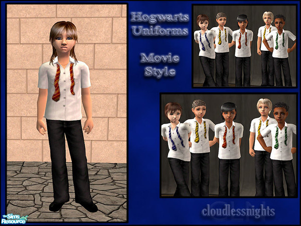 Sims 2 — Hogwarts uniforms - Undone ties by cloudlessnights — Hogwarts uniforms for little boys, based on those seen in