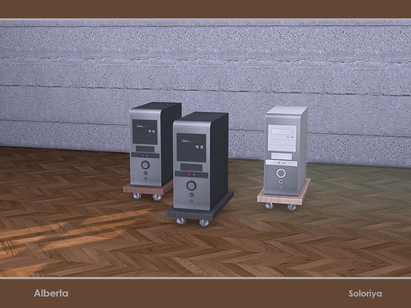 Sims 4 — Alberta. Computer Tower by soloriya — Decorative computer tower. Part of Alberta set. 3 color variations.