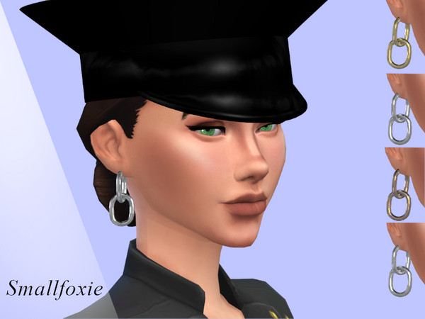 Sims 4 — Chain link earrings by SmallFoxie — Big chain link earrings. - 4 metallic colors 