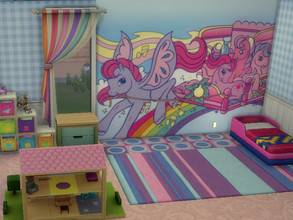 Sims 4 — Second Generation Diminutive Horse Mural (Wallpaper) by SuspiciousSparkleHorse — A Mural Wallpaper of a scene