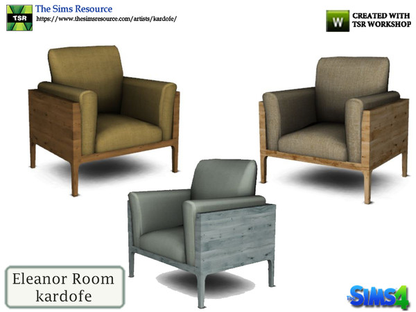 Sims 4 — kardofe_Eleanor Room_LivingChair by kardofe — Wooden armchair with large cushions, very cozy and in three color
