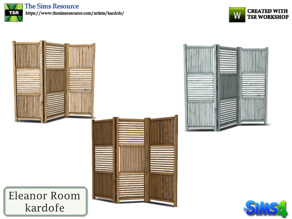 Sims 4 — kardofe_Eleanor Room_Screen by kardofe — Room divider screen, consisting of many natural wood boards, in three
