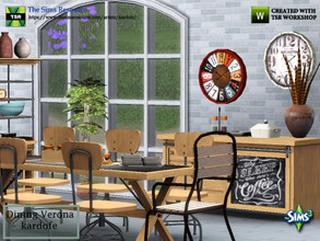Sims 3 — kardofe_Dining Verona_ by kardofe — Dining room with a large table and two types of chair, a shelf and locker
