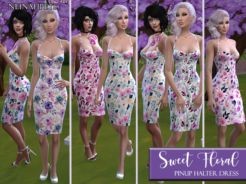 Sims 4 The Sims Resource | Sweet Floral Pinup Mini Dress - Mesh Required by TSR Creator