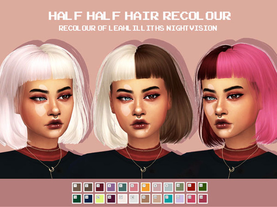 The Sims Resource Leahlillith Nightvisionhair Half Half Recolour Mesh Needed