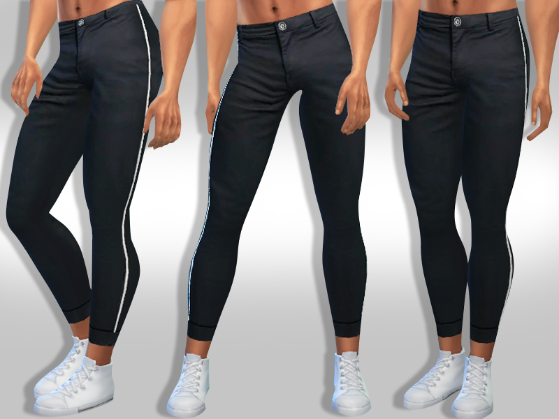 The Sims Resource Men Realistic Black Strip Line Pants