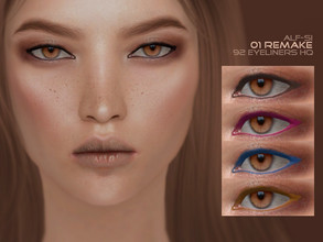 Sims 4 — Eyeliner 01 [remake] HQ by Alf-si — - teen + ; - humans, aliens, vampires; - 2 opacity * 46 colors = 92