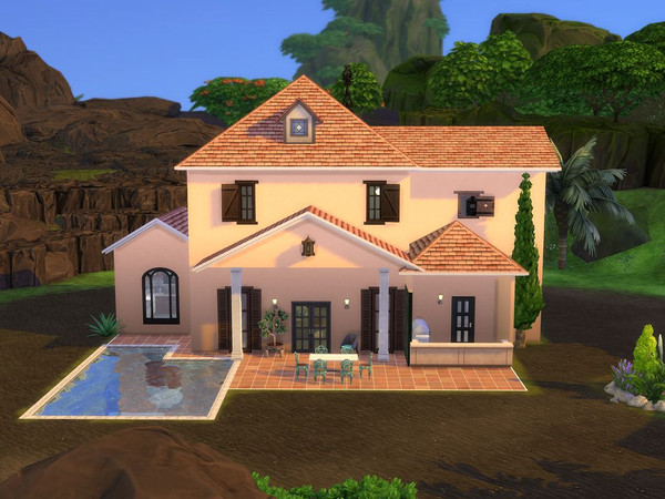 Sims 4 — Mediterranean House by camlovesbeer — South of France styled house, with 1 floor. The ground floor is fully