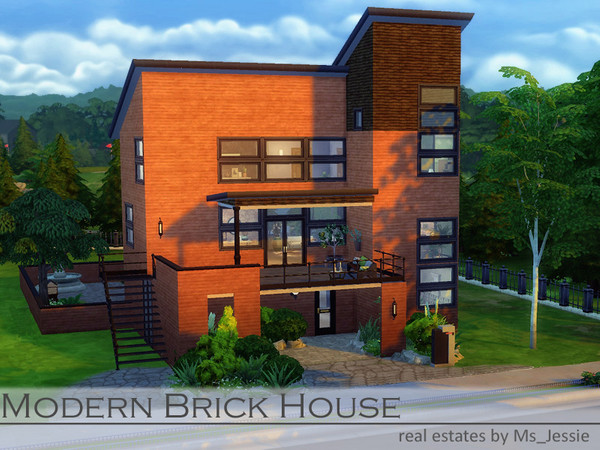 Sims 4 — Modern Brick House by Ms_Jessie — This brick house is perfect for families or friends of three. On the main