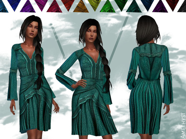 The Sims Resource - Romantic Emerald dress - Cats and Dogs needed