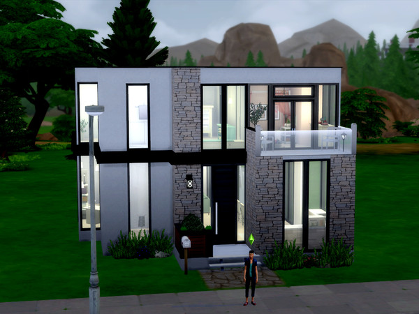 Sims 4 — Modern House by marsssp — This house is a modern house with room for a family of three, it has 2 bedrooms, 3