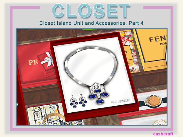 Sims 3 — Modern Closet Sapphire Necklace Set by Cashcraft — Sapphire necklace and earrings set in 14kt.white gold.