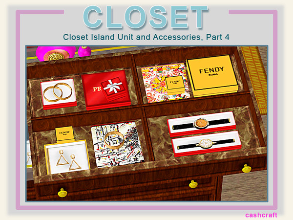 Sims 3 — Modern Closet Island Drawer by Cashcraft — A drawer for the closet island, filled with designer jewelry and