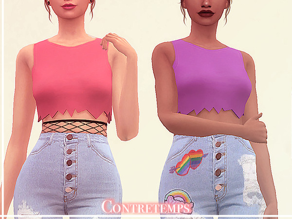 Sims 4 — C | Trillyke Alligator Top | Recolor 33 Swatches by contretemps — Recolor, Requires Mesh, 33 Swatches of vibrant
