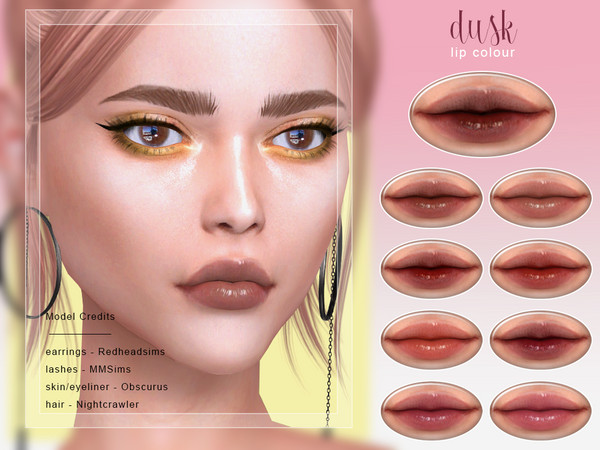 Sims 4 — [ Dusk ] - Lip Colour by Screaming_Mustard — A pretty glossed lip colour. For females, teen +. With custom thumb