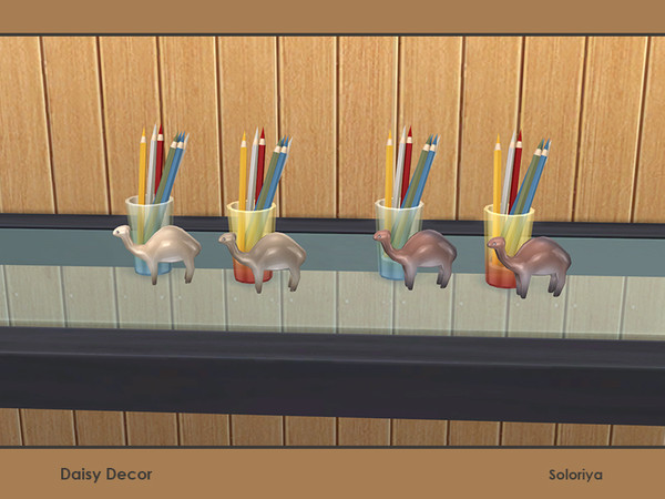 Sims 4 — Daisy Decor. Camel and Pencils by soloriya — Pencils in a glass with a porcelain camel. Part of Daisy Decor set.