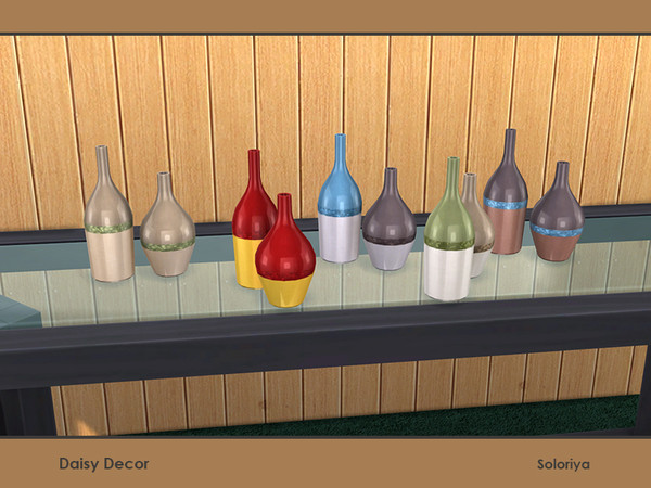 Sims 4 — Daisy Decor. Two Vases by soloriya — Two porcelain vases in one mesh. Part of Daisy Decor set. 5 color