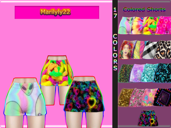 Sims 4 — Colored Shorts by Marilyly22 — Created for The Sims 4 Colored Shorts 17 Swatches Term of use: Don't reupload my