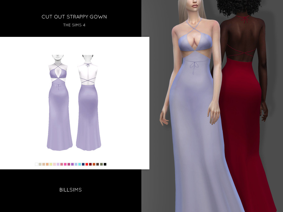 The Sims Resource - Cut Out Strappy Gown