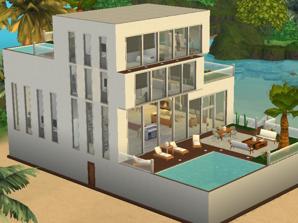 Sims 4 — Modern Seaside Villa - no CC by pan_delis2 — Modern Seaside Villa (Key Point) is a minimalistic great PartyPlace