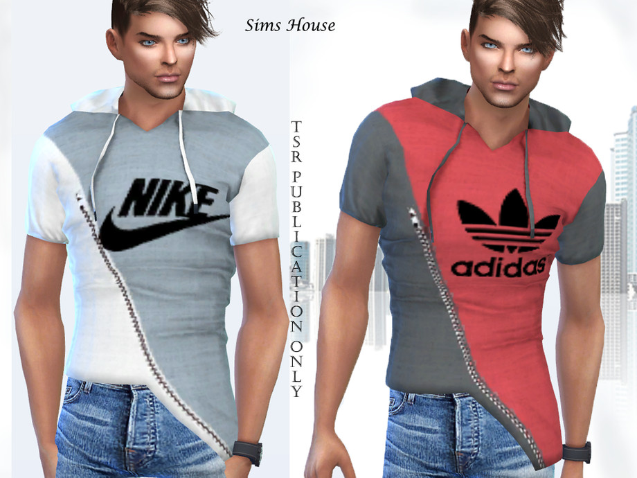 The Sims Resource - Men's t-shirt with a hood