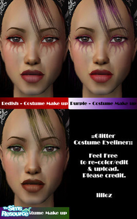 Sims 2 — Glittery costume eyeliner  by lilloz — Glittery costume eyeliner for your sims, use how you will. You may