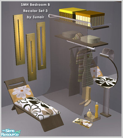 Sims 2 — SMH Bedroom B - Recolor set 3 by Sunair — SMH Bedroom B - Recolor set 3 (darkwood)