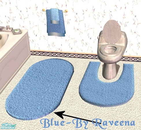 Sims 2 — Blue Bath Mat by Raveena — You need Windkeeper's mesh for this object to work in the game. Download it below.