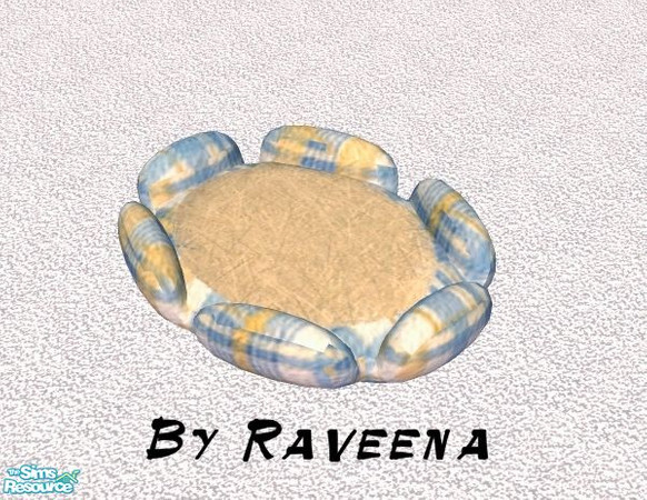 Sims 2 — Flower Pet Bed - Blue Plaid by Raveena — Recolor of NoFrills adorable, flower-shaped pet bed. You must download
