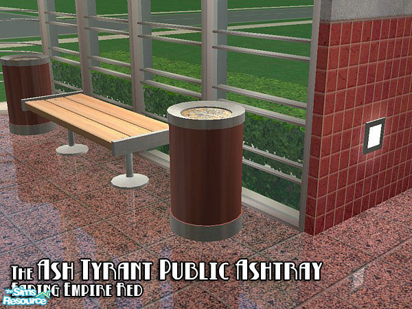 Sims 2 — Public Ashtray - Red Recolor by BeOSBoxBoy — An homage to the utilitarian furniture of the 1940s-1960s; a